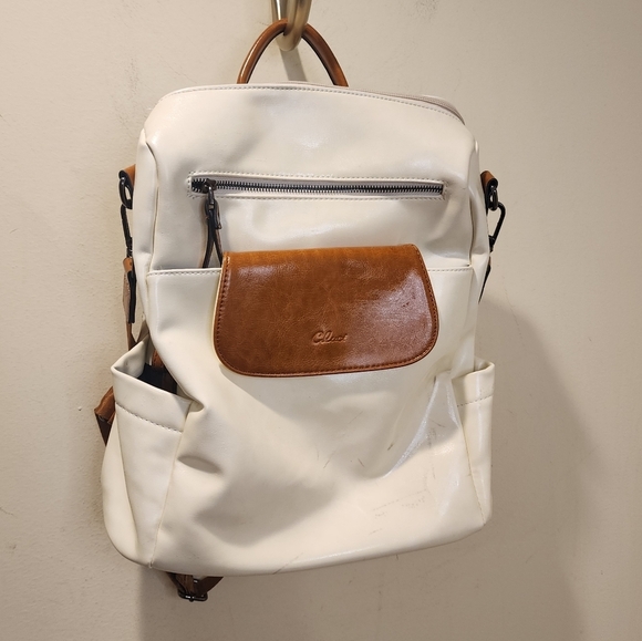 CLUCI Women's Ivory Leather Backpack Every day purse - Picture 1 of 16